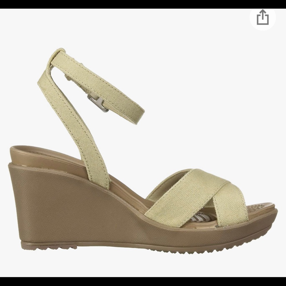 NWT Crocs Women's Leigh II Adjustable Ankle Strap Wedge Comfort Sandal